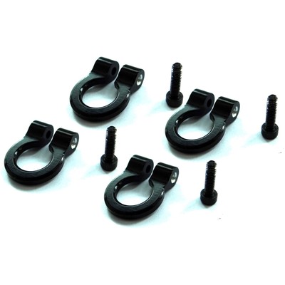 Hot Racing 1/10 Scale Aluminum Black Tow Shackle D-Rings 4 HRAACC80801 Electric