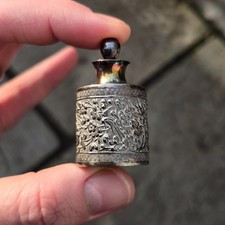 Chinese Antique Silver Scent or Snuff bottle Nyonya Straits c19th century Signed