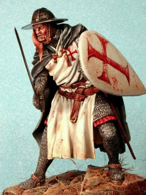 1/24 Scale 75mm Templar Knight Crusader Figure Medieval Warrior with Shield