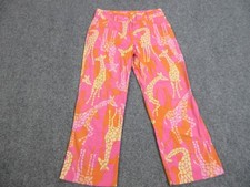 VTG Lilly Pulitzer Capri Pants Womens 2 Pink Giraffe Print Stretch Cotton Twill