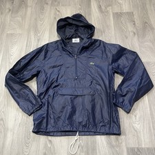 Vintage 80s Izod Lacoste Navy Blue Hooded Bomber Zip Jacket Mens Size Medium