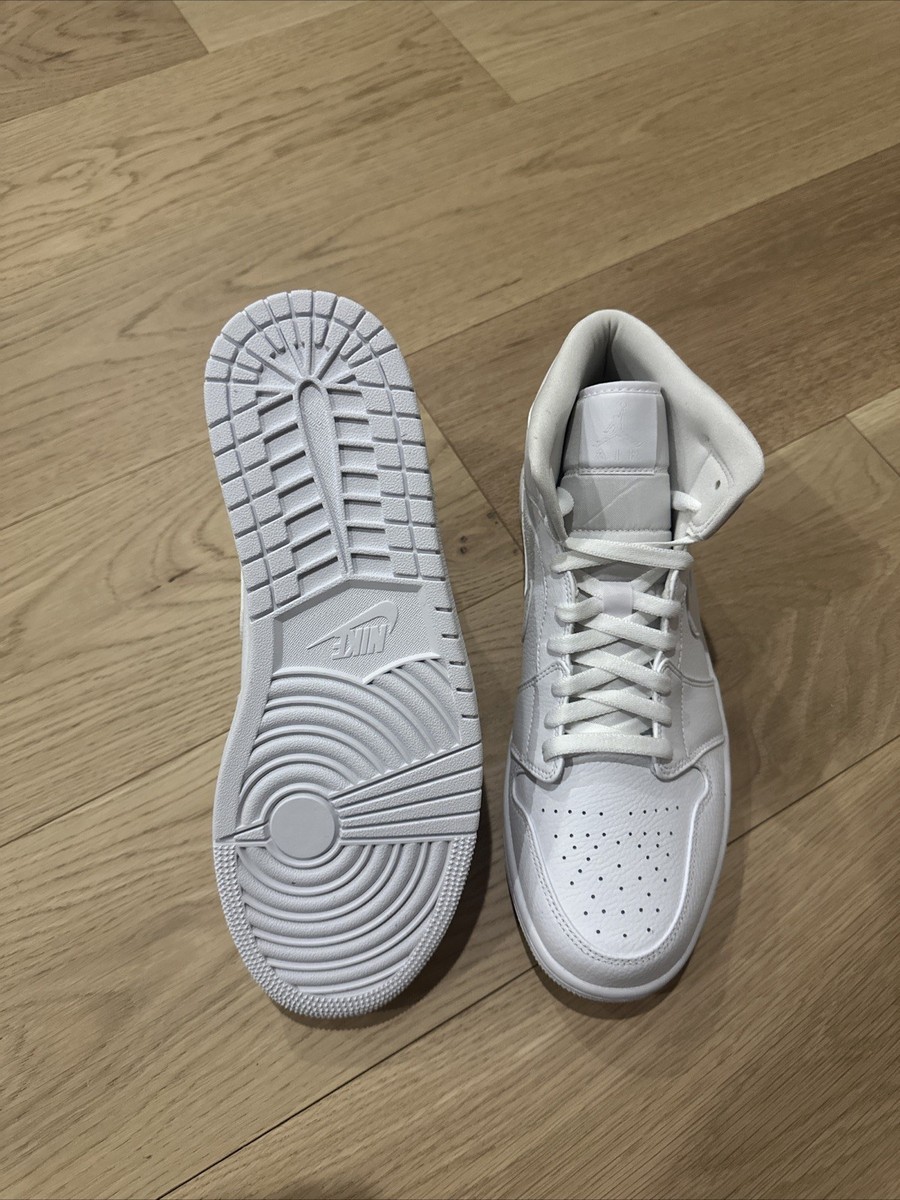 Size 12 - Air Jordan 1 2019 Mid Triple White 554724-129 | eBay