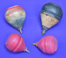 Vintage Wood Spinning Toy Top Set of 4