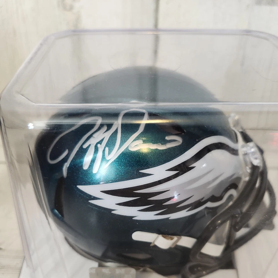Mini capacete de futebol americano Philadelphia Eagles Speed assinado por Jeff Garcia (Beckett) - Imagem 2 de 4