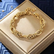 Chunky 18K Gold Plated Stainless Steel Chain Bracelet, Fashion Jewelry
