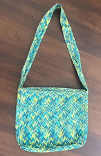 Borsa a tracolla vintage Missoni Chevron zigzag blu/verde giallo. Made in Italy