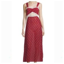 MORGAN LANE Chili 100% Silk Bee Joana Maxi Slip Dress