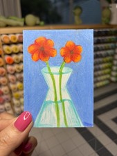 Carta ACEO serie originale Nature #1 matita a colori 2,5x3,5 su carta di Zeba