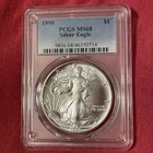 1990 American Silver Eagle 1 Oz PCGS MS68 Bright White Better Date Coin B