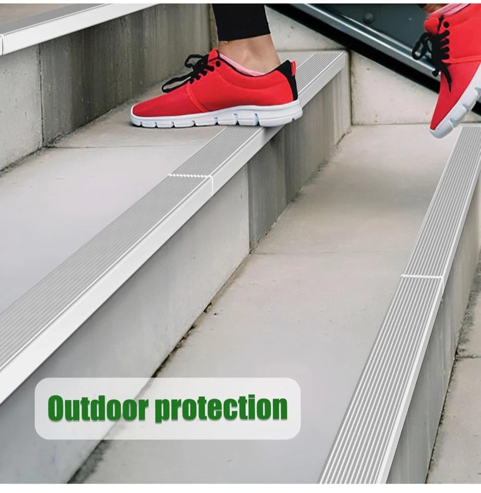 Protector de borde de escalera de aluminio - Nariz de escalera antideslizante con autoadhesivo... Foto 3 de 4