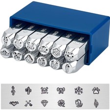metal punch stamps set 12 piece jewelry leather wood stamping tools design