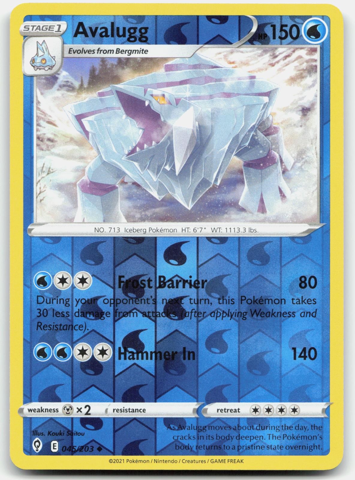 Avalugg 045/203 Uncommon Evolving Skies Pokemon Reverse Holo Near Mint