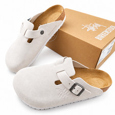 Birkenstock Boston Stussy x Bone White Wide Clog Shoes EU 37-45 Unisex With Box