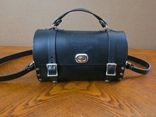 Vtg. Harley Davidson Barrel Purse Black Leather Handbag 90 s