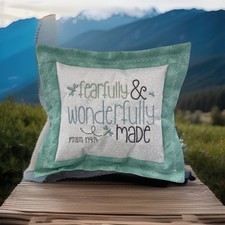 Precious Embroidered Nursery Pillow.        Fearfully  Wonderfully Made  