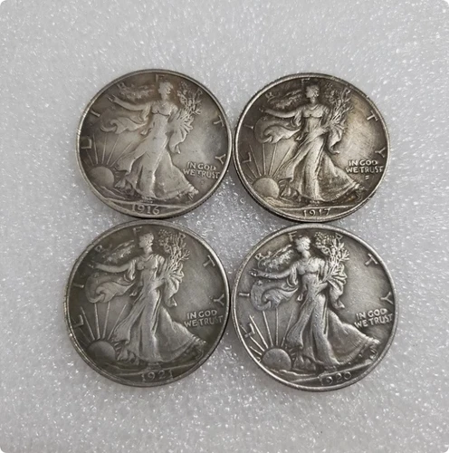 Bulk Lot of 4 1916-1921-S Half Dollar Walking Statue of Liberty Silver Coin