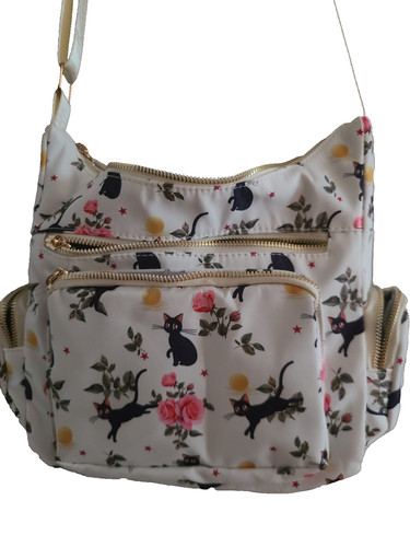 Nylon Sailor Moon purse featuring Luna - medium/large, tons of pockets! EUC