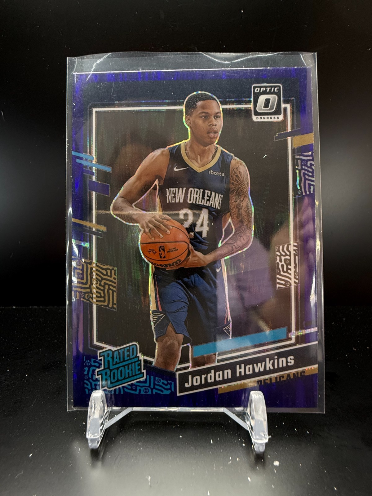 C472 - 2023-24 Optic - Rated Rookie Jordan Hawkins #238 Purple Shock Prizm (RC)