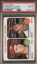 Topps 1973 #67 League Leaders Strikeout Leaders Carlton/Ryan PSA 8 Graded
