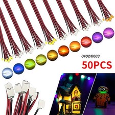 50pcs Smd LED Model Light 0402 0603 Micro LED Pre-soldered Chip Wired 3v Railway