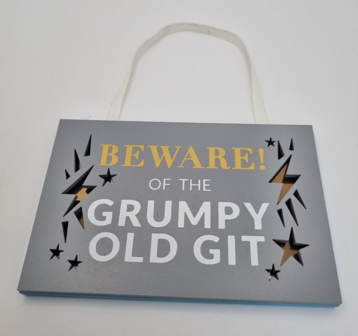 Beware Of The Grumpy Old Git Wooden Mirrored Hanging Sign Humour Dad Grandad