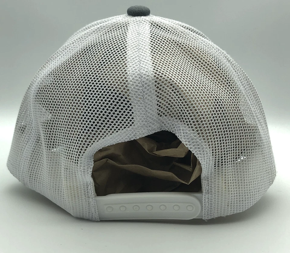 Toyota Hat Cap Trucker Snap Back Grey Denim Embroidered Logo White Mesh - Image 4 of 4