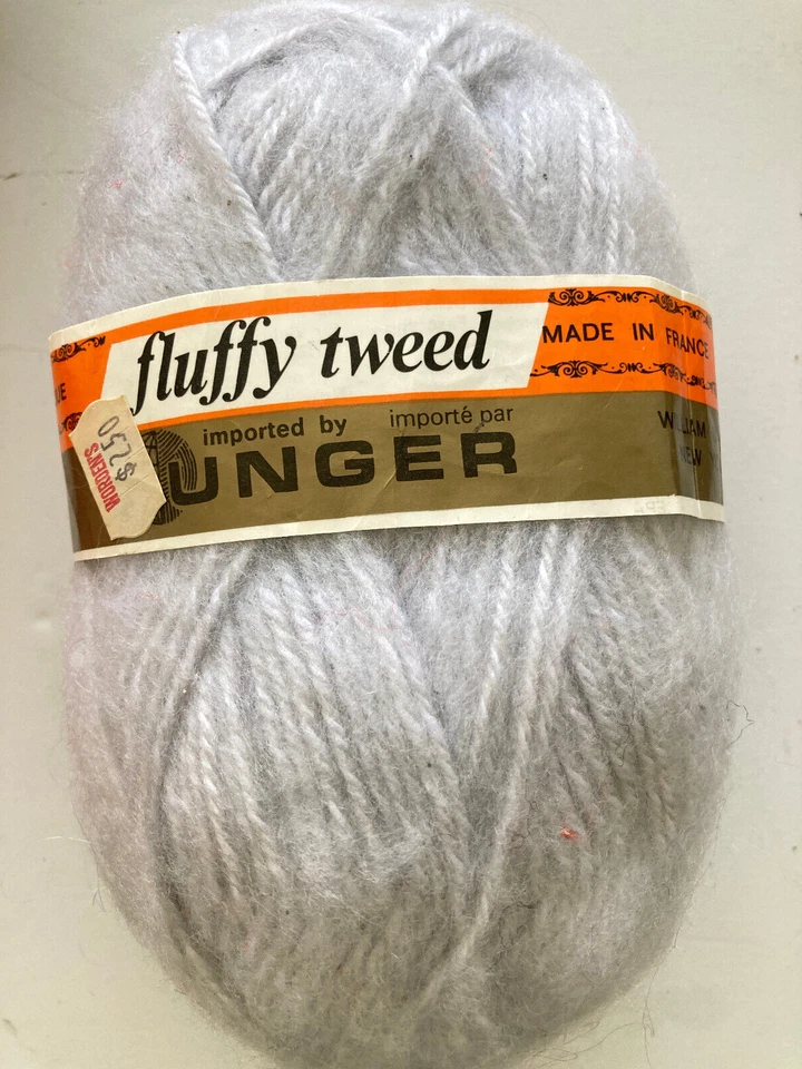 Unger Fluffy Tweed 100% Acrylic Yarn Lot of 6 Ivory Gray Pink Made in France VTG - Image 2 of 4