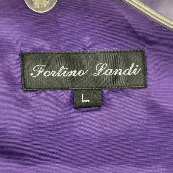 Fortino Landi Large Purple Tuxedo Suit Vest Tie Handkerchief Wedding Church Prom - Image 3 of 4