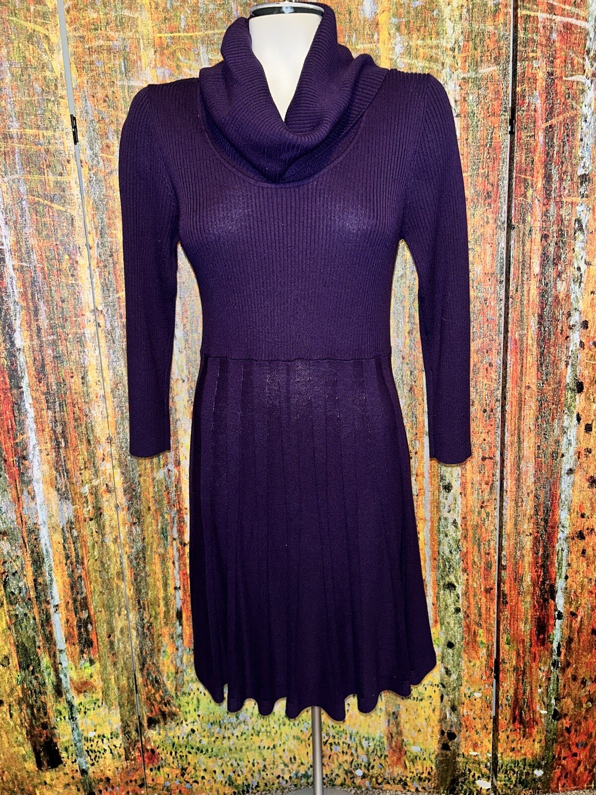 Connected Apparel Size Medium Sweater Dress Cowl Neck Purple