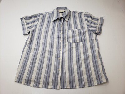 Universal Thread Womens Shirt Short Sleeve Button Up Collared Striped Blue S NWT