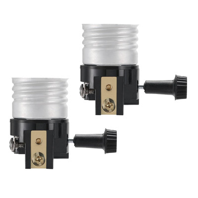 2 Pack UL Listed E26/E27 Light Socket Replacement with On/Off Switch Knob, Lamp 