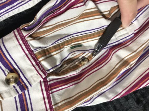 VTG Tommy Hilfiger Mens L/S Button Front Shirt Size L Multicolor Striped Crest - Picture 10 of 10