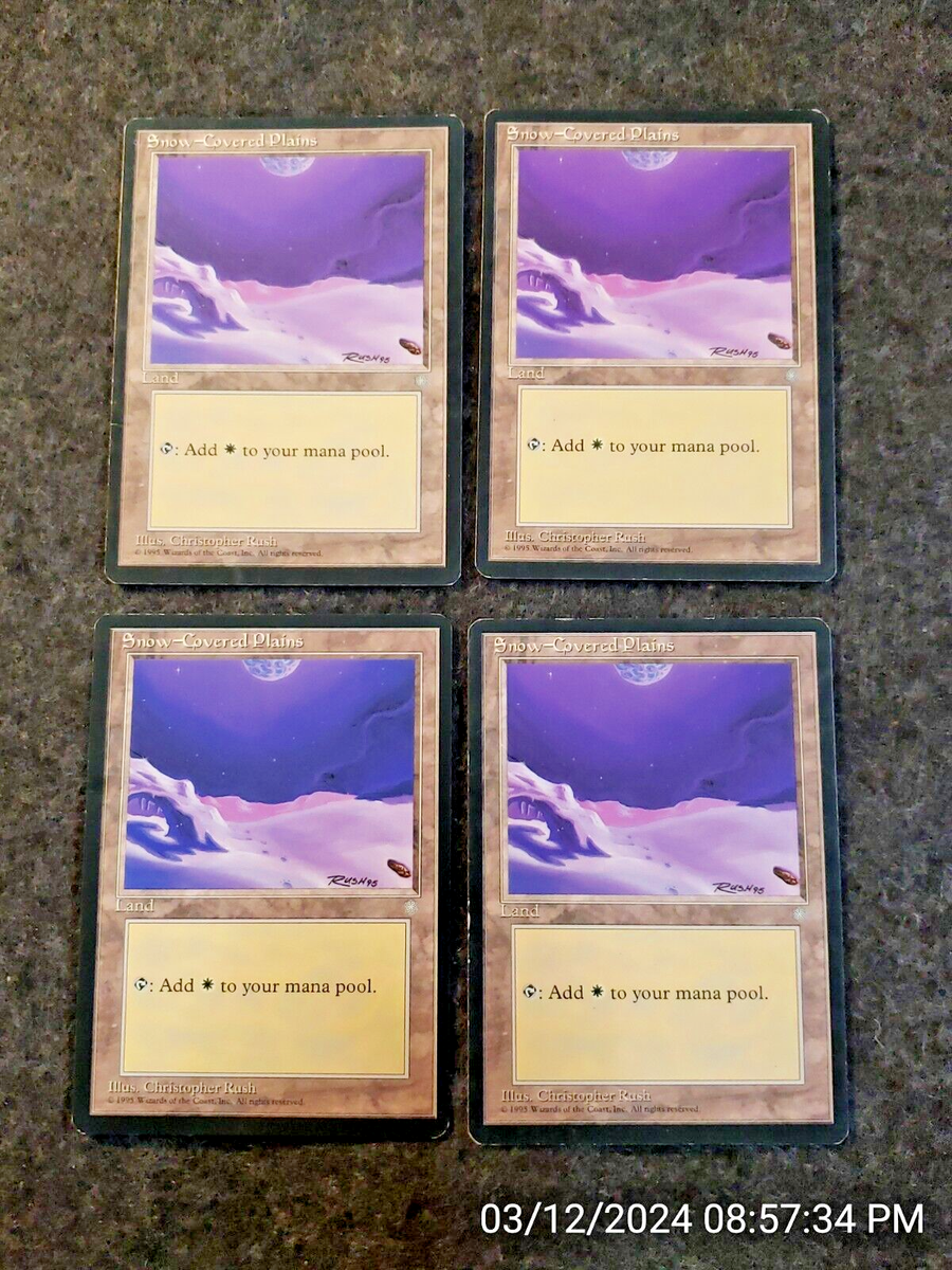 4X Snow-Covered Plains Ice Age PLD Basic Land MAGIC THE GATHERING
