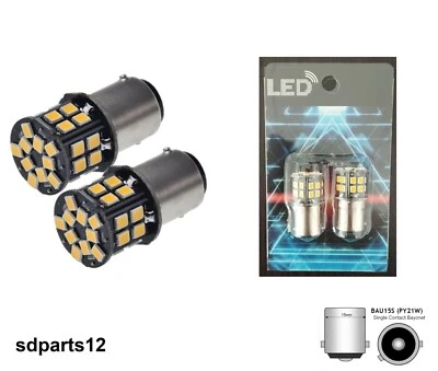 2 Ampoules LED 12V Orange BAU15S Ergot 150° 1156 P21W pour Feu Clignotant - Photo 1/4