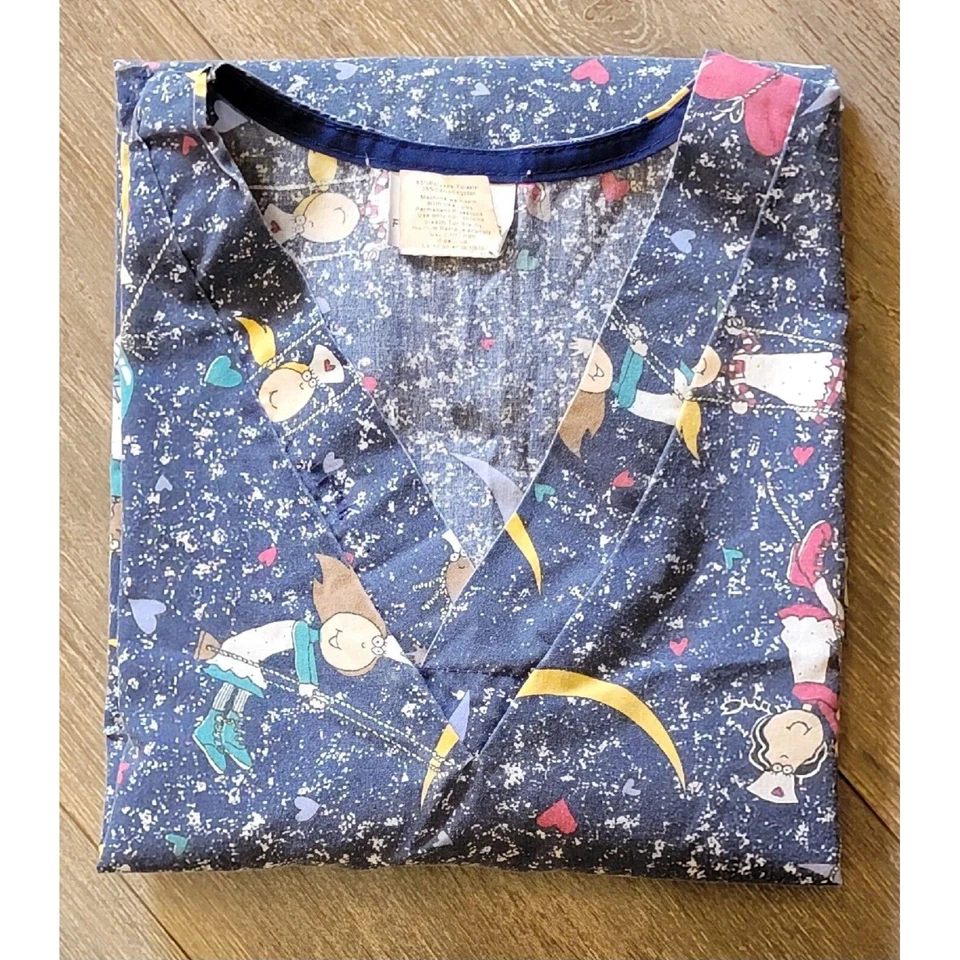 Blusa Médica WS Fundamentals Mujer Talla M Azul Manga Corta Lunas Foto 2 de 4