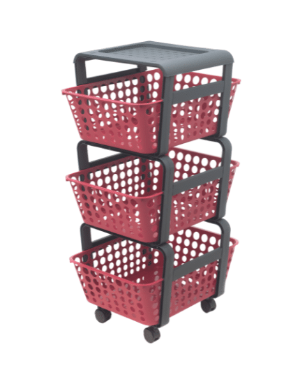ECOPLAST CARRELLINO PORTAOGGETTI MODULARE ROSSO VENEZIANO