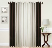 3 Tone Striped Eyelet Curtains Ring Top Ready Made Lined CREAM BROWN BEIGE