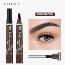 Professional Eyebrow Beard Mustache Liquid Tattoo Pencils 4 Fork-Dark Brown