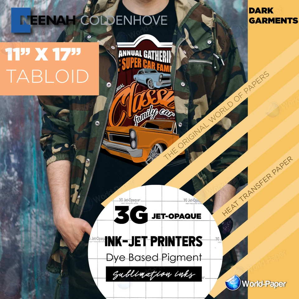 Camiseta oscura de inyección de tinta de papel de transferencia de calor 3G Jet opaca 8,5" x 11" y 11" x 17" Foto 4 de 4