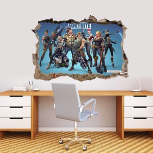 Fortnite Decal 3d Smashed Wall Sticker Home Decor Art Mural Photo - image is loading fortnite decal 3d smashed wall sticker home decor