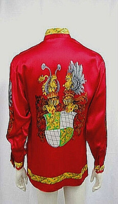 NWT MENS CREME DE SILK RED GOTHIC SILK SHIRT STYLE ARTHUR 7105 SIZE LARGE