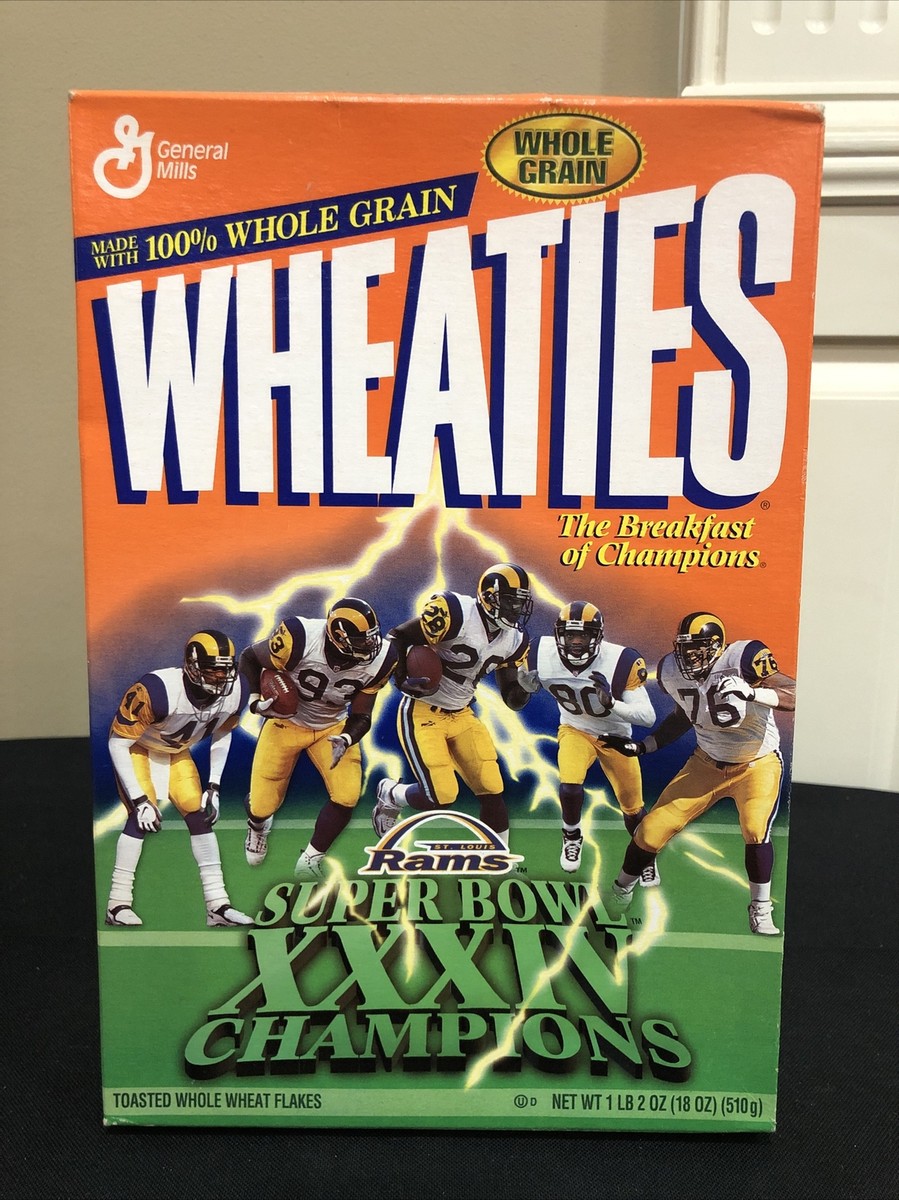 1999 WHEATIES ST LOUIS RAMS SUPER BOWL XXXIV CEREAL BOX ~ Unopened