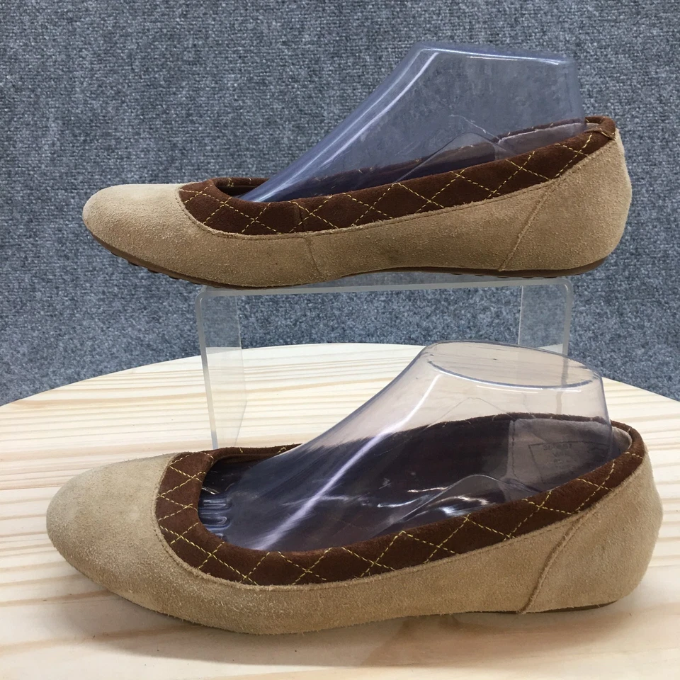 Zapatos planos de ballet Lands End para mujer 8,5 M beige gamuza cómodos sin cordones 380867 Foto 2 de 4