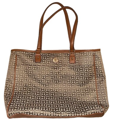 Tommy Hilfiger Brown Tan Roomy Tote Shoulder Bag Purse Large