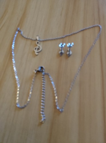 Modeschmuck Set Kette Ohrringe Notenschlüssel No:7 - Bild 2 von 6