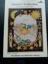 DMC PC43 GIRL SAMPLER ROCKING HORSE CROSS STITCH CHART only 14 x 18". 35.5x46cms