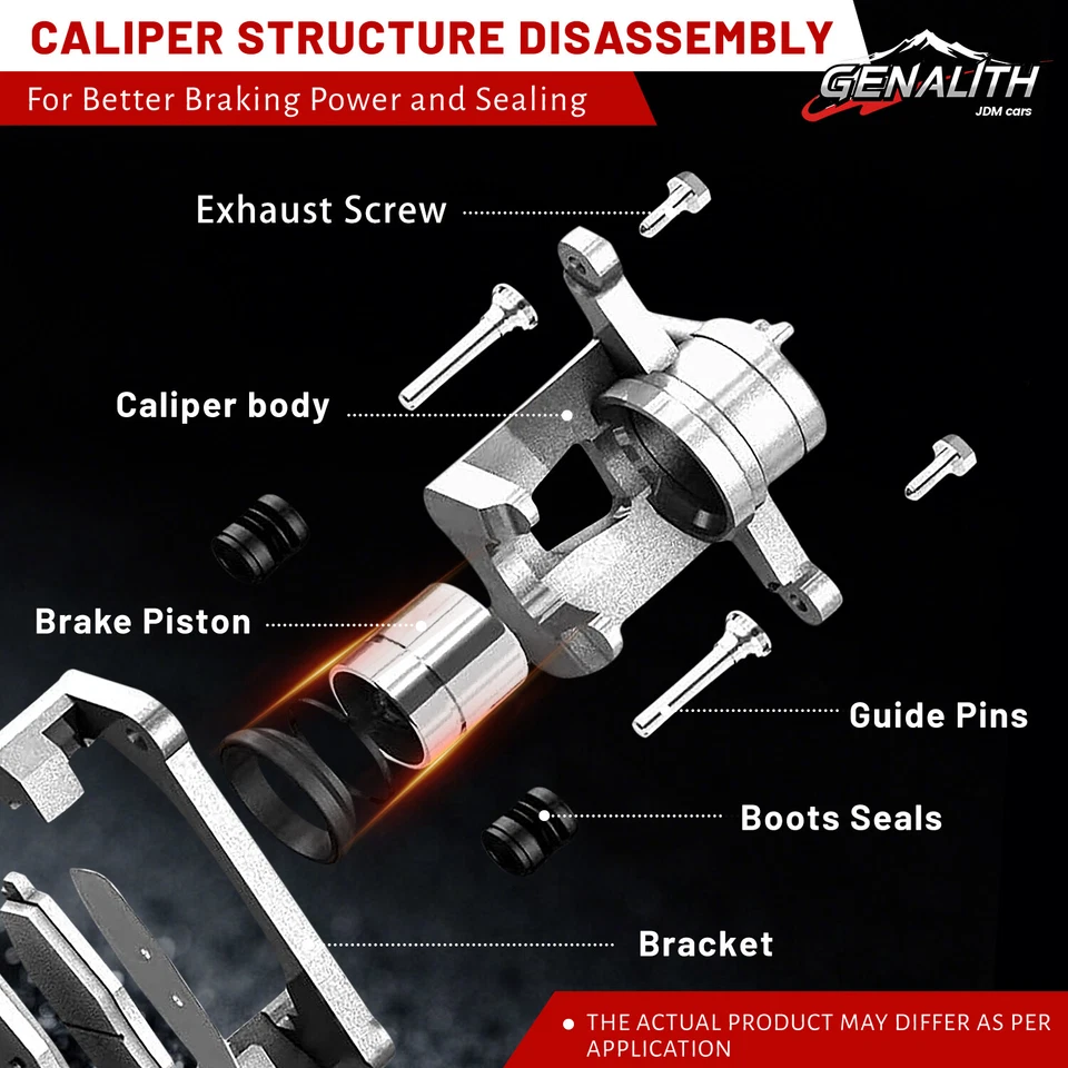 Front Brake Calipers with Bracket Pair 2 for 1997-1999 2000 Toyota Camry 2.2L - Изображение 4 из 4