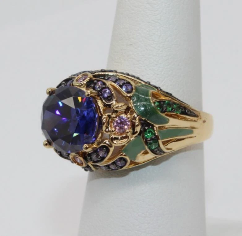 Желтое золото Vermeil VICTORIA WIECK стрекоза кольцо-размер 7 - Изображение 3 из 4