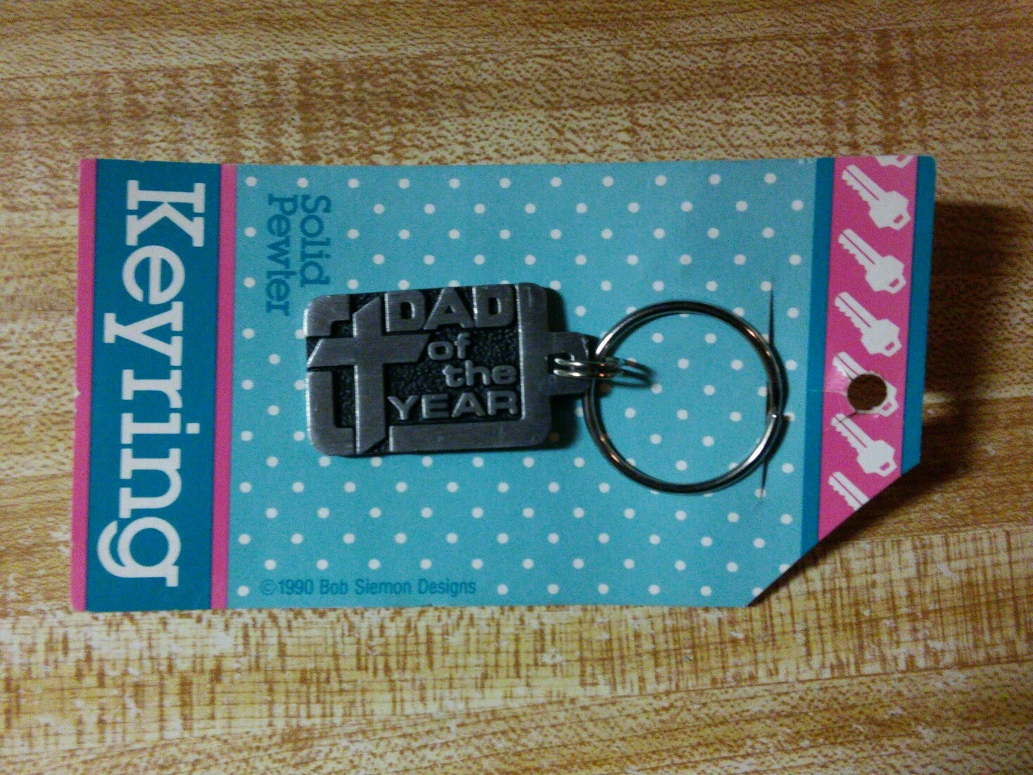 UNDERCOVER Father's Day Keychain ~ "Dad of the Year" Solid Pewter Bob Simon 1990