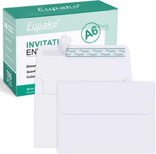 Eupako A6 White Envelopes 4X6, 100 Pack Self Seal Envelopes for 4X6 Cards, Photo
